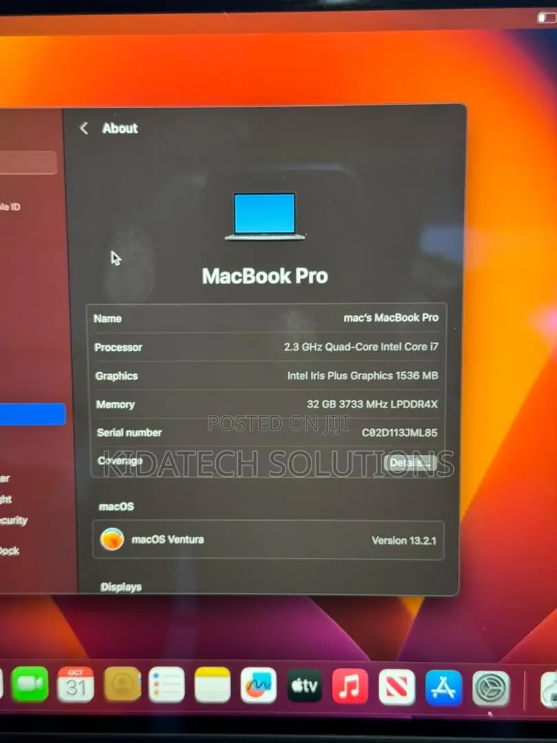 Laptop Apple MacBook Pro 2020 32GB Intel Core I7 SSD 512GB