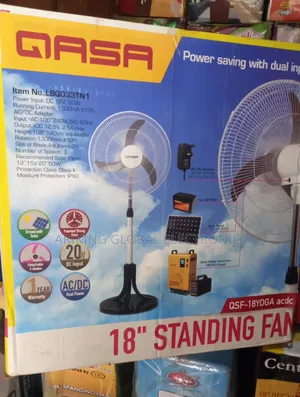 New Model Qasa Solar Dc Standing Fan 20w 18inch