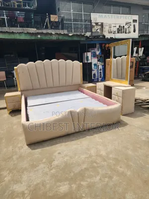 Luxury 6by7 Cream Coloured Upholstery Set of Bed.