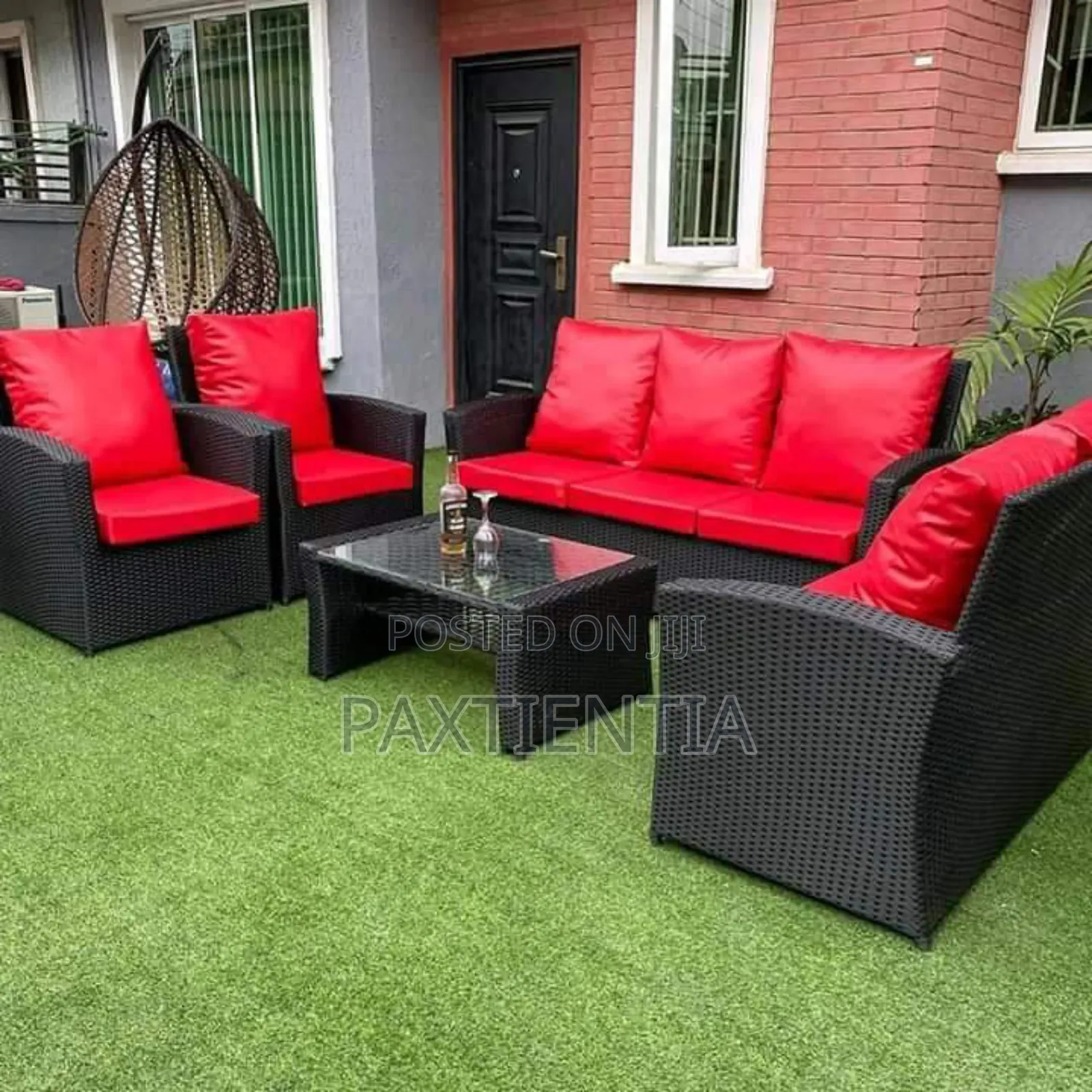 High Back Crafted Sofa Set With Glass Centre Table