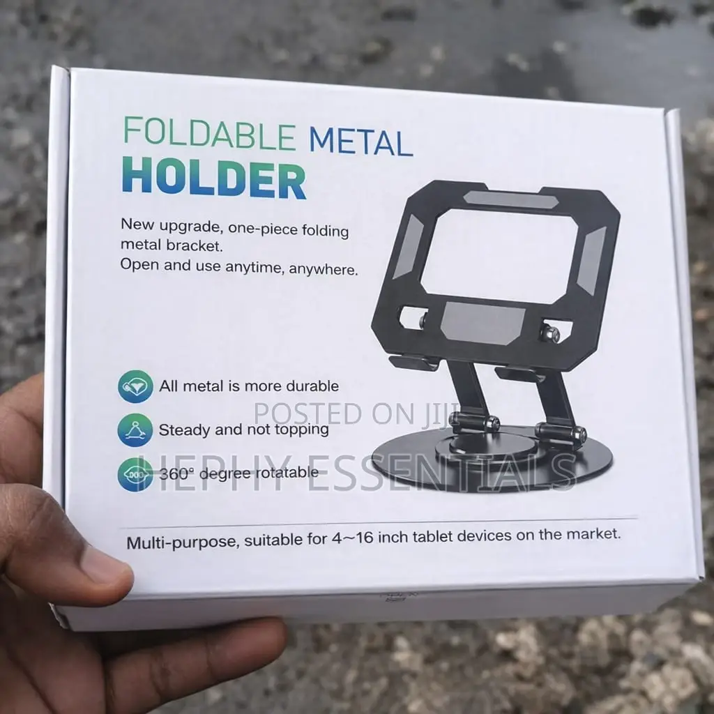 Foldable Metal Tablet Holder, 360 Degree Rotatable