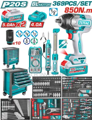 369pcs Professional Tool Chest Set + Cordless Impact Wrench (850nm)