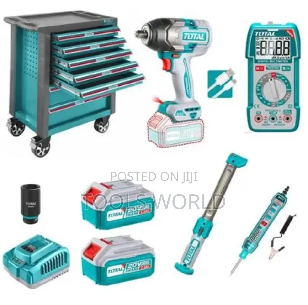 369pcs Tool Chest Set + Cordless Impact Wrench (Complete Workshop Kit)
