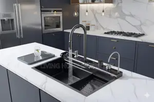 304 Material Black Sevin Buttons Kitchen Sink With Mixer Tap