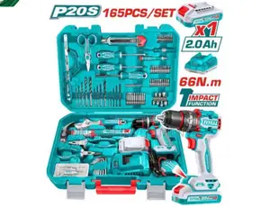 Total 165pcs Tool Set + 20v Lithium Impact Drill – Thkthp11652