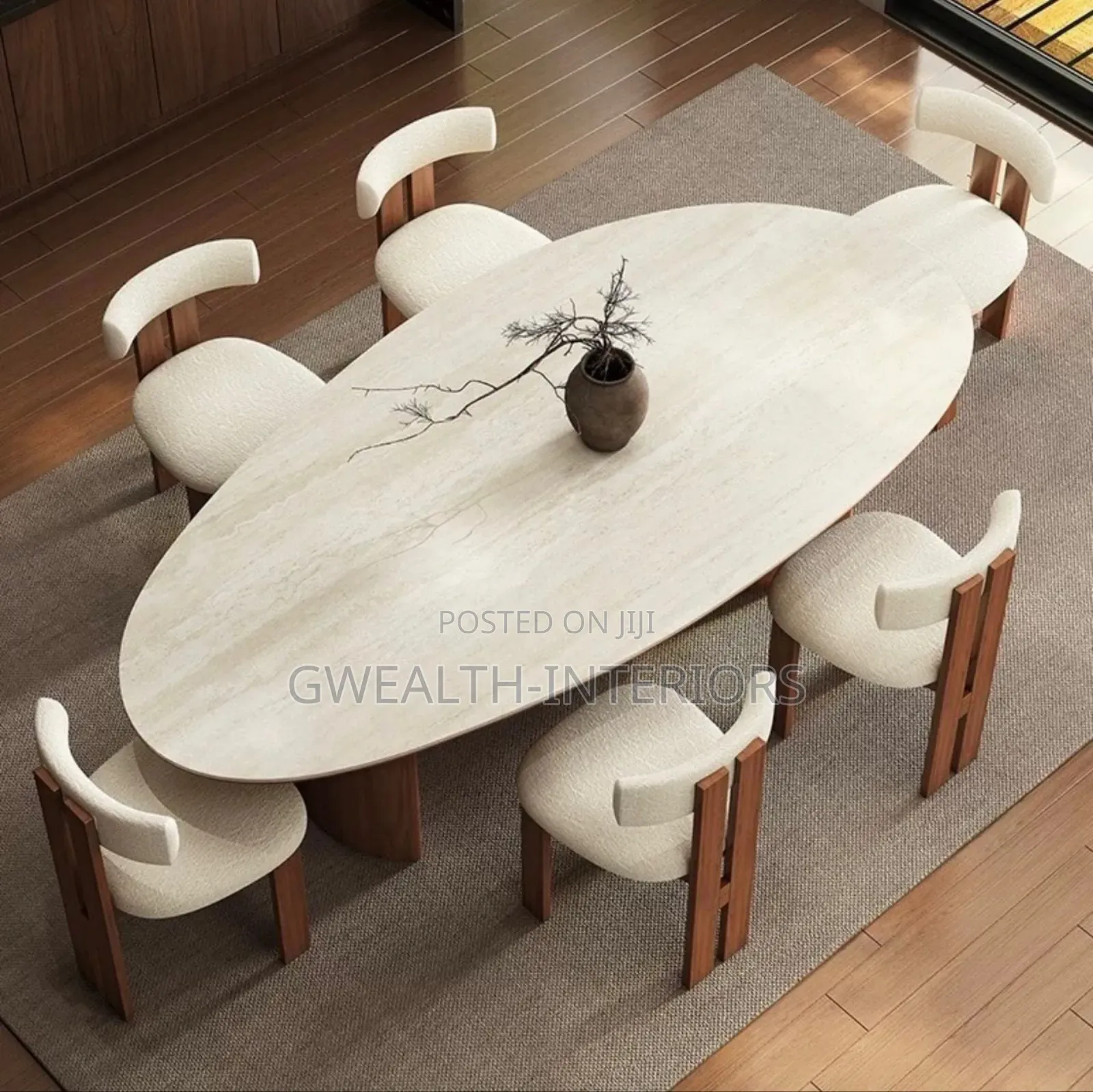 Imported White Dinning Table 6 Seaters