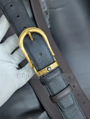 Montblanc Leather Belt,Reversible Black&Brown Shiny Light Gold Dbuckle