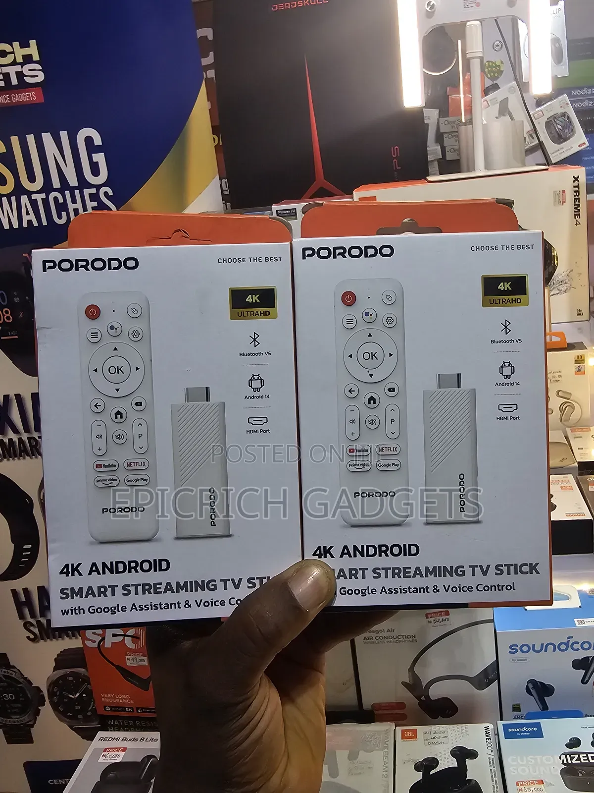 Porodo Android Smart Tv Streaming Stick Google Assistant