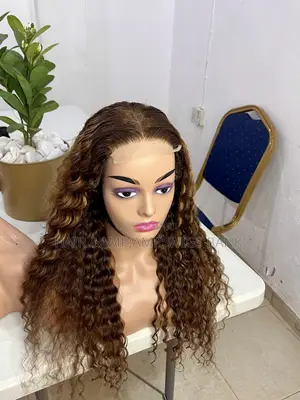 Deep Wave Human Hair Closure Wig- Piano Color