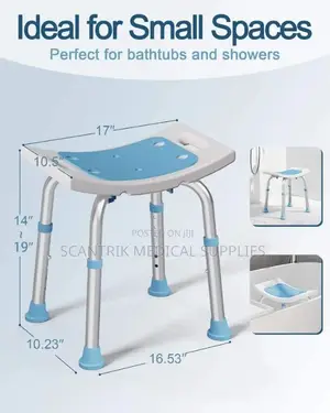 Portable Shower Chair With Blue Sponge Mat for Home Hospital Use