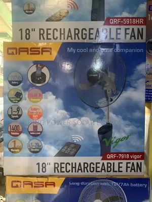 18” Qasa Rechargeable Solar Fan