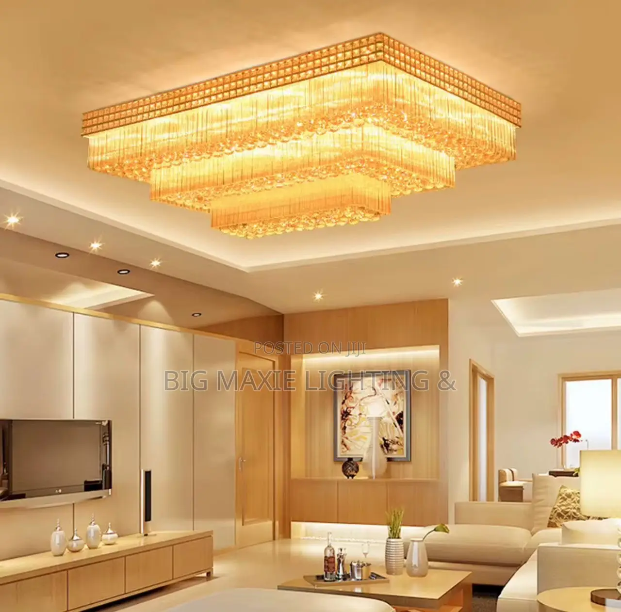 Luxury Rectangle Shape Crystal Ceiling Lights for Living Room
