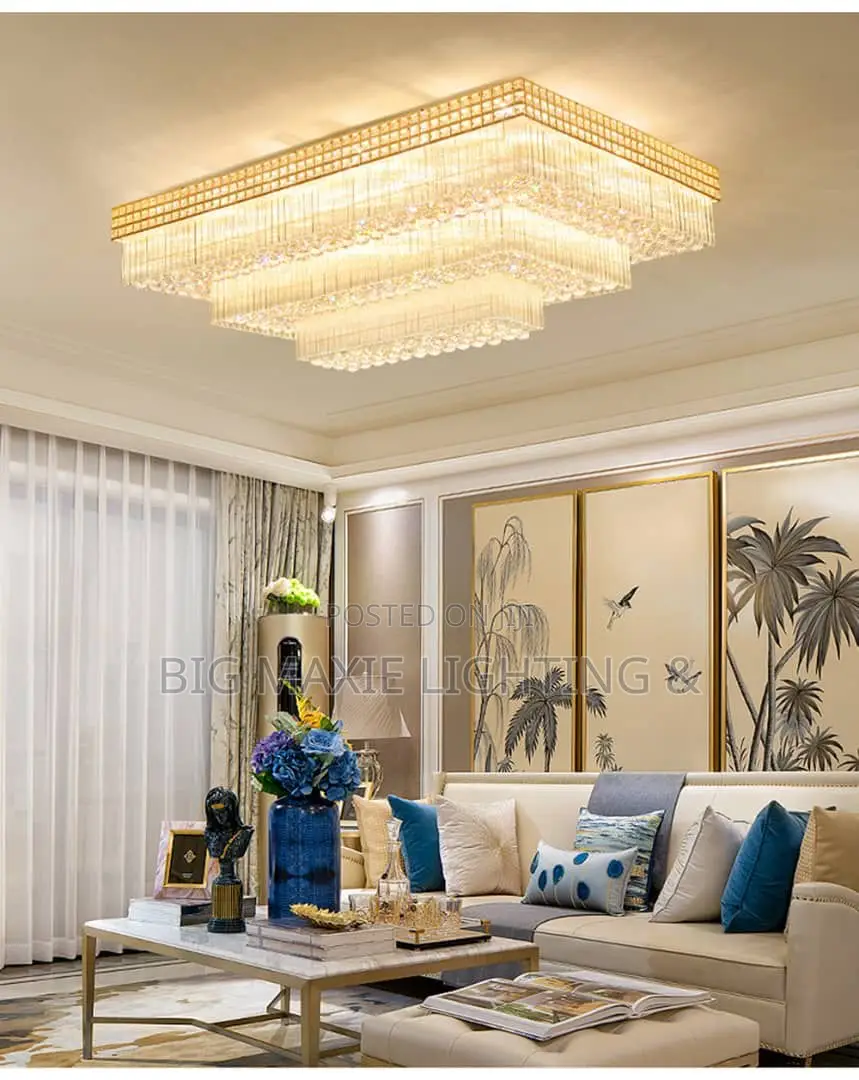 Luxury Rectangle Shape Crystal Ceiling Lights for Living Room