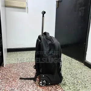Black Wheeled Backpack With Multiple Compartments