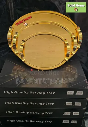 3pc Round Serving Tray Gold