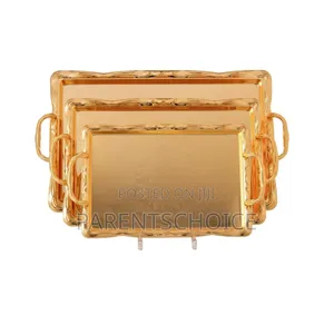 Golden Serving Trays 3 in 1 Stainless Steel