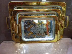 Golden Serving Trays 3 in 1 Stainless Steel