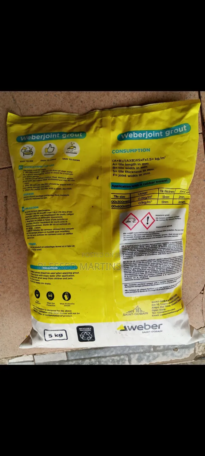 Original 5kg Weberjoint Grouting Cement
