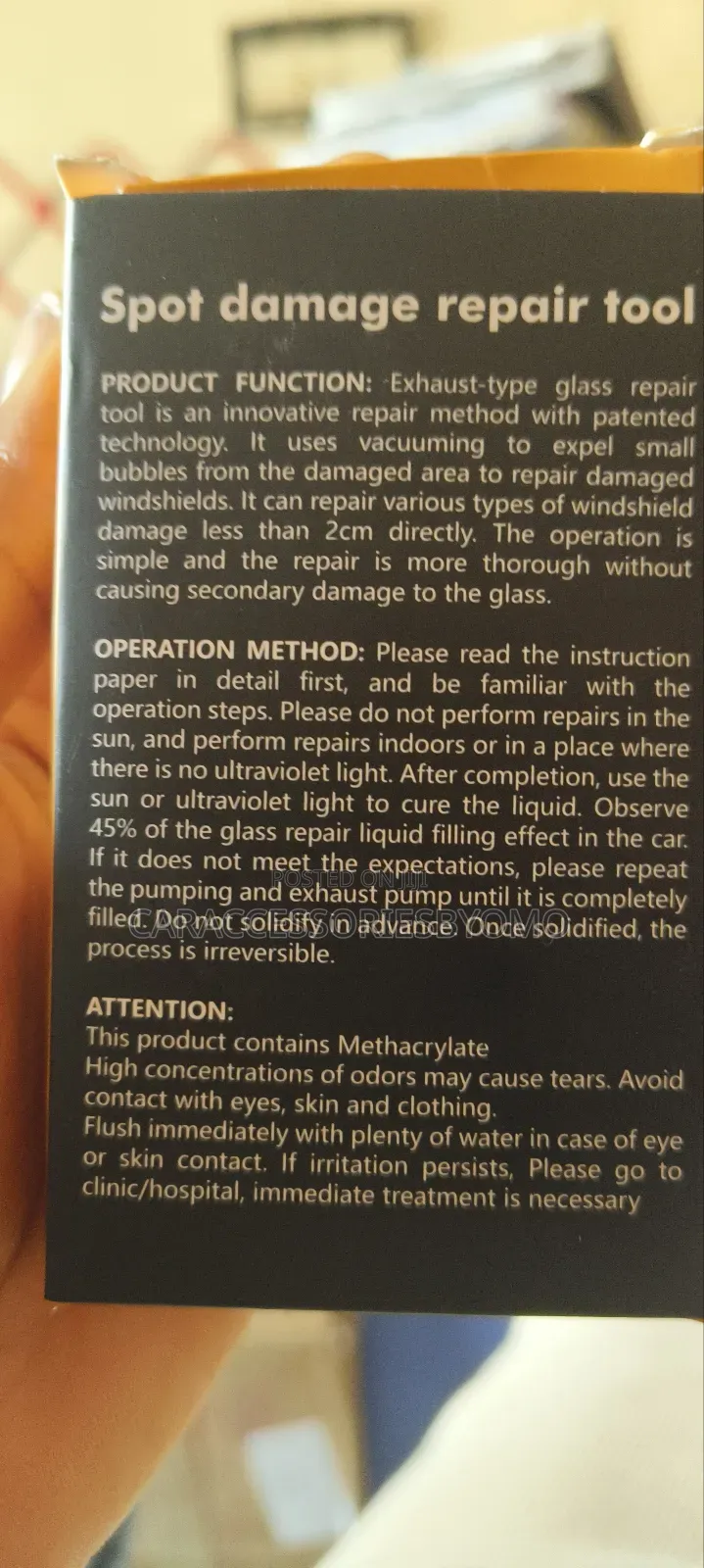 Exhaust Type Glass Repair Tools