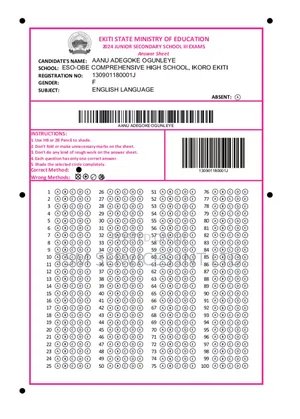 Answer Sheets for Omr Solution