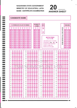 Answer Sheets for Omr Solution