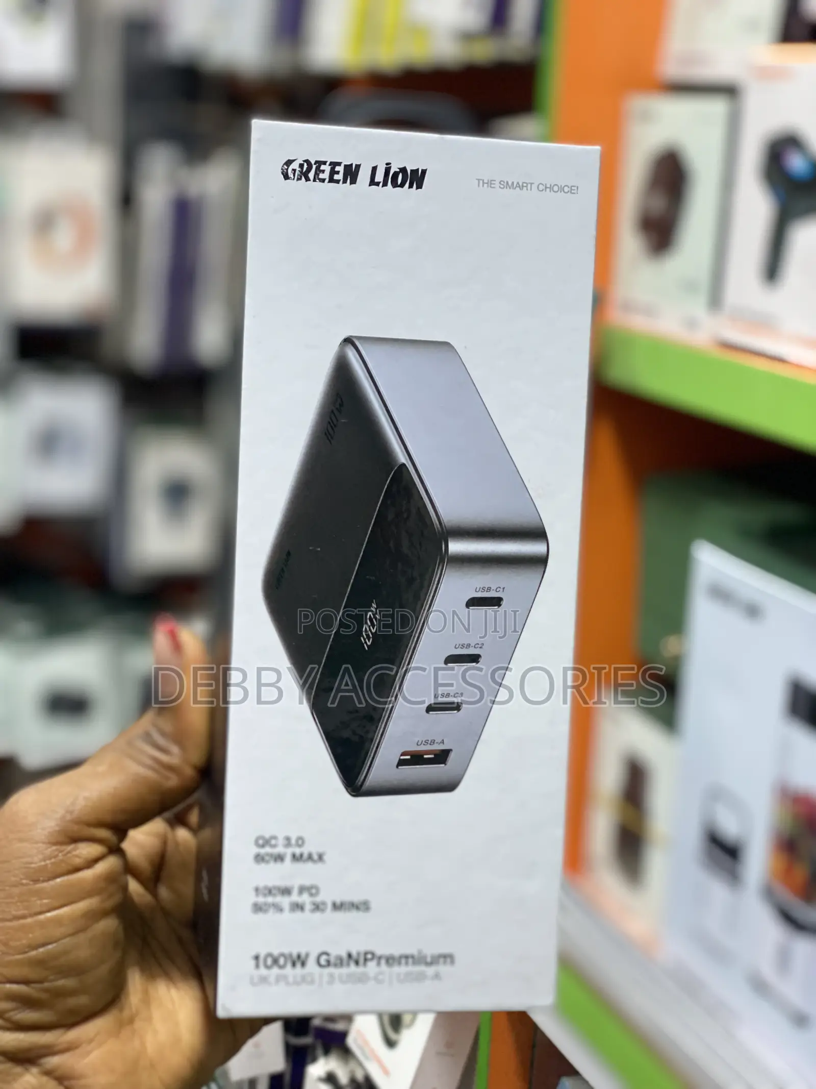 Greenlion 100w Ganpremium Uk Plug | 3 Usb-C | Usb-A