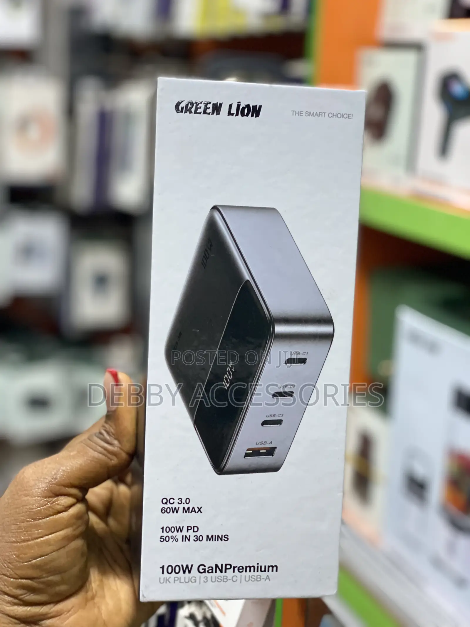 Greenlion 100w Ganpremium Uk Plug | 3 Usb-C | Usb-A