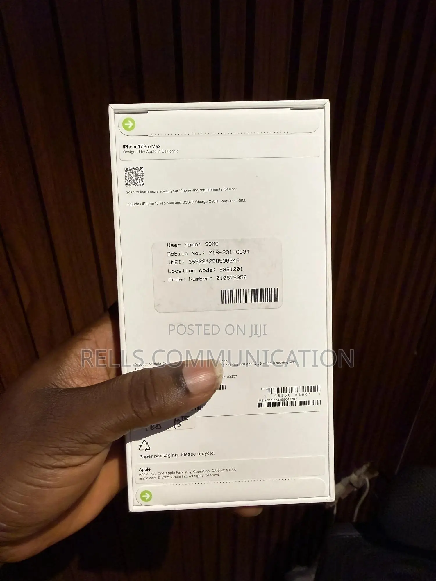 New Apple iPhone 17 Pro Max 2 TB Blue