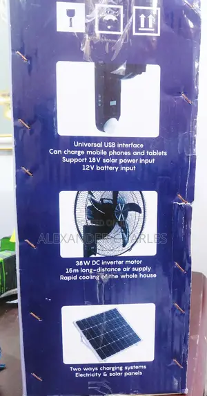 18 Inches Rechargeable Solar Wall Fan Ac Dc, Bulbs With Solar Pane