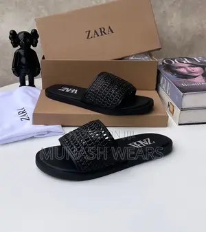 Zara Leather Basket Design Slipers