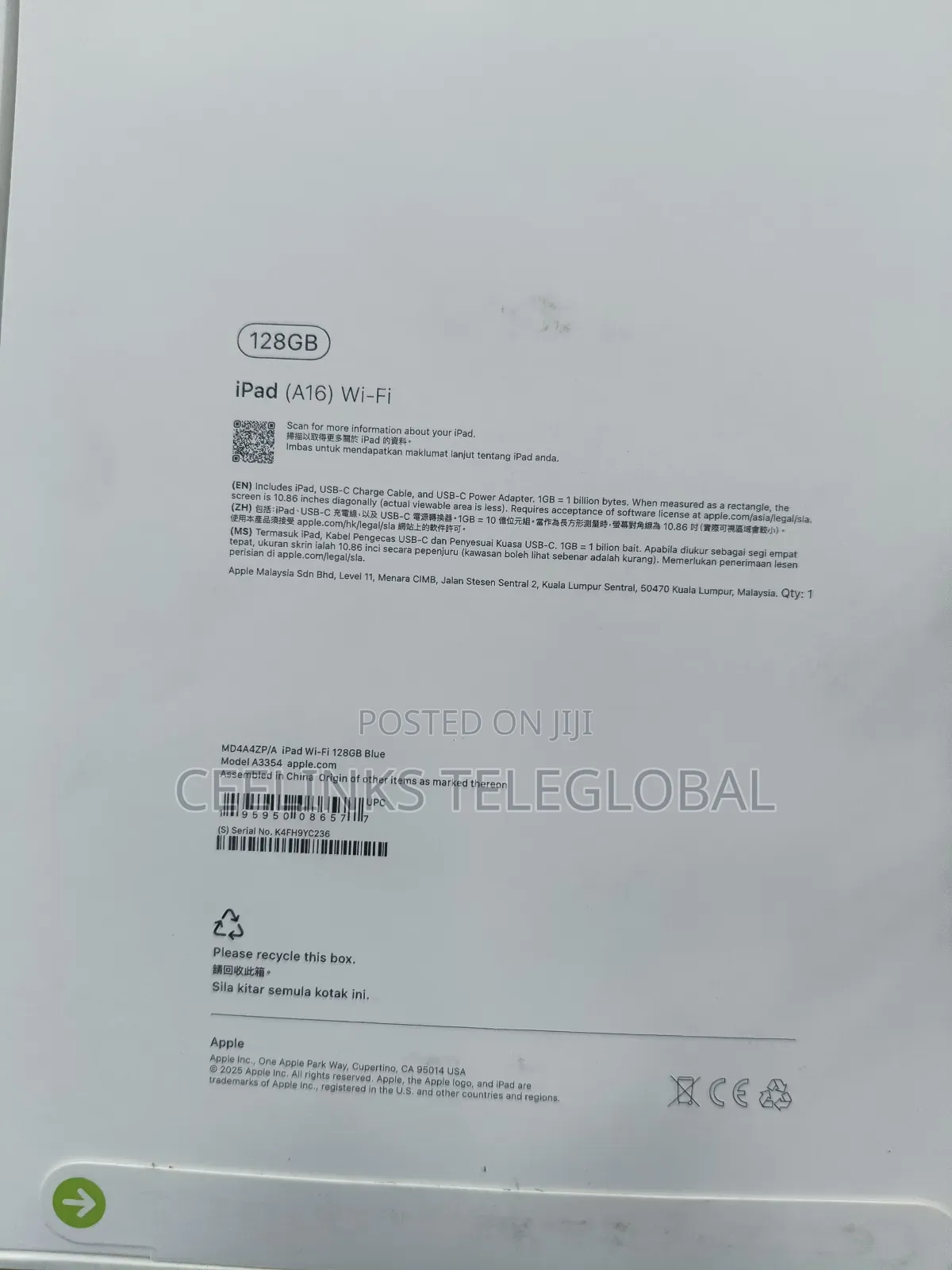 New Apple iPad (2025) 128 GB Pink