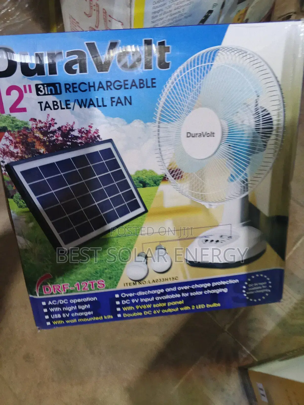 Dura Volt 12inch 3in1 Solar Table Fan