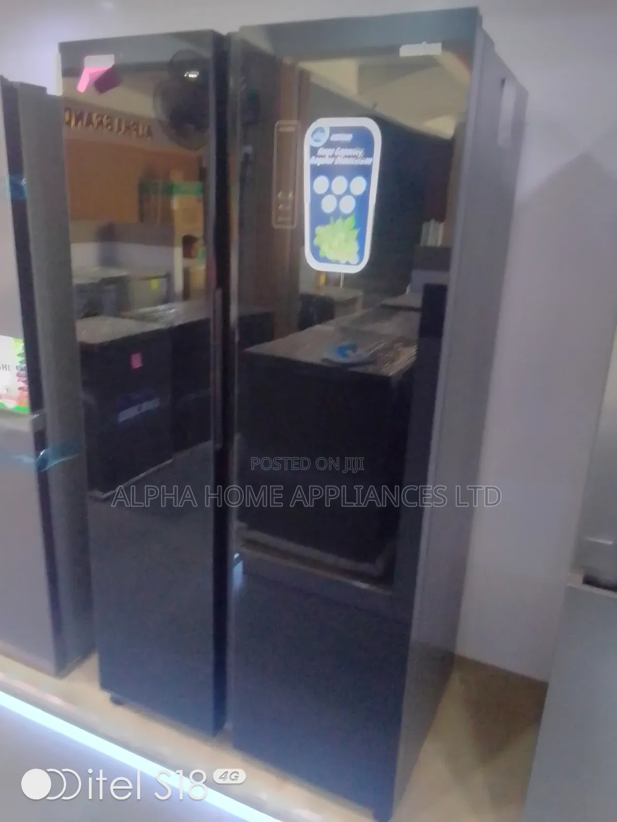 Bruhm Side-by-Side Refrigerator 521 Litres Glossy Black Colour