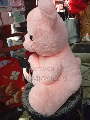Cute Pink Teddy Bear With Rose  "Quality and Fluffy"