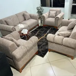 Wooden Leg Padded Couch, Complete Set