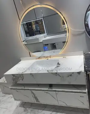 High Quality England 120cm Marble Basin With Led Mirror