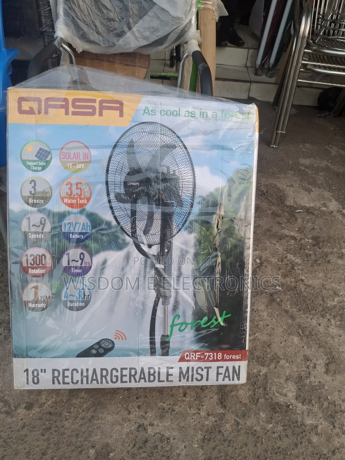 Qasa 18 Inches Rechargeable Fan