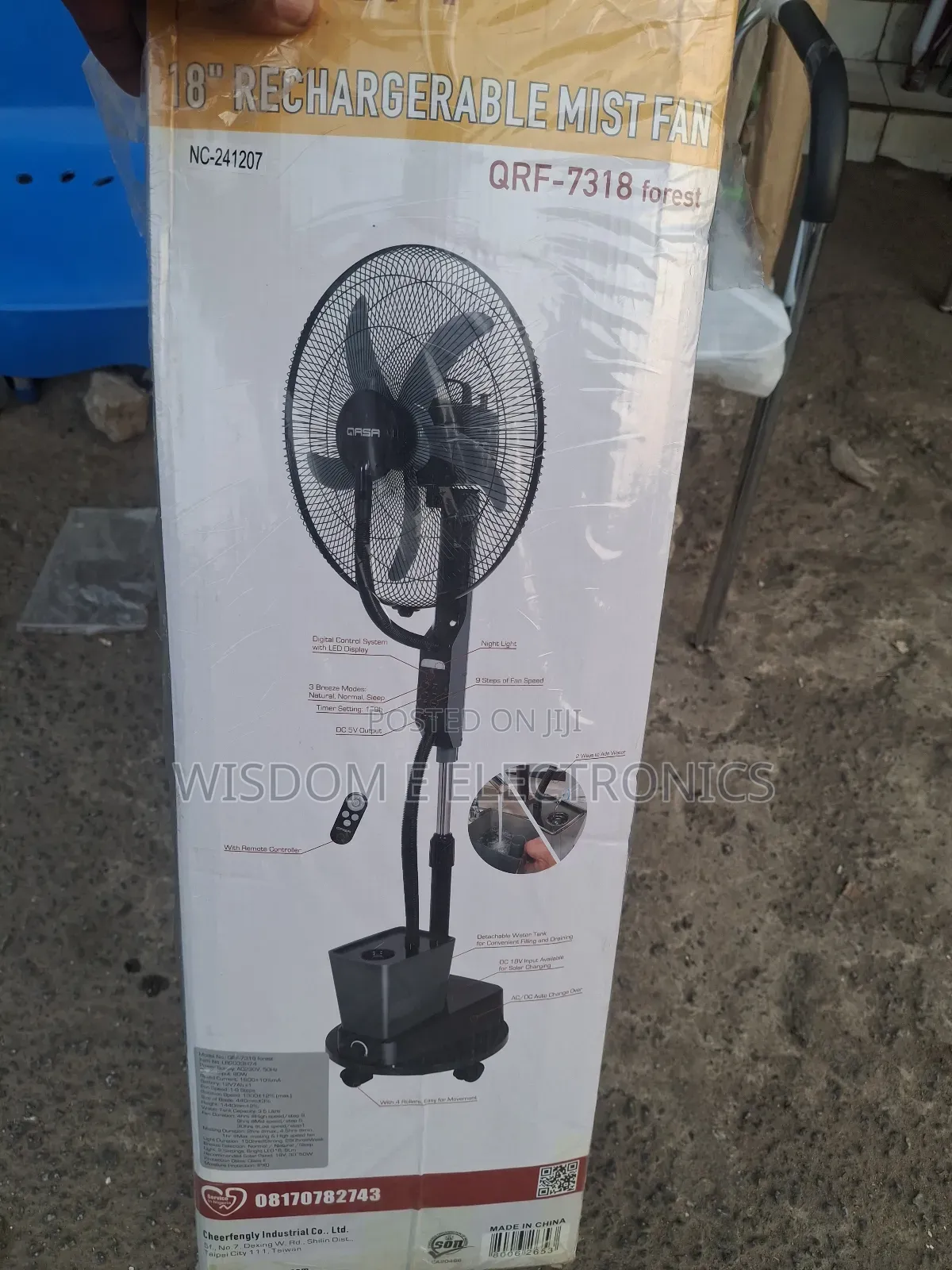 Qasa 18 Inches Rechargeable Fan