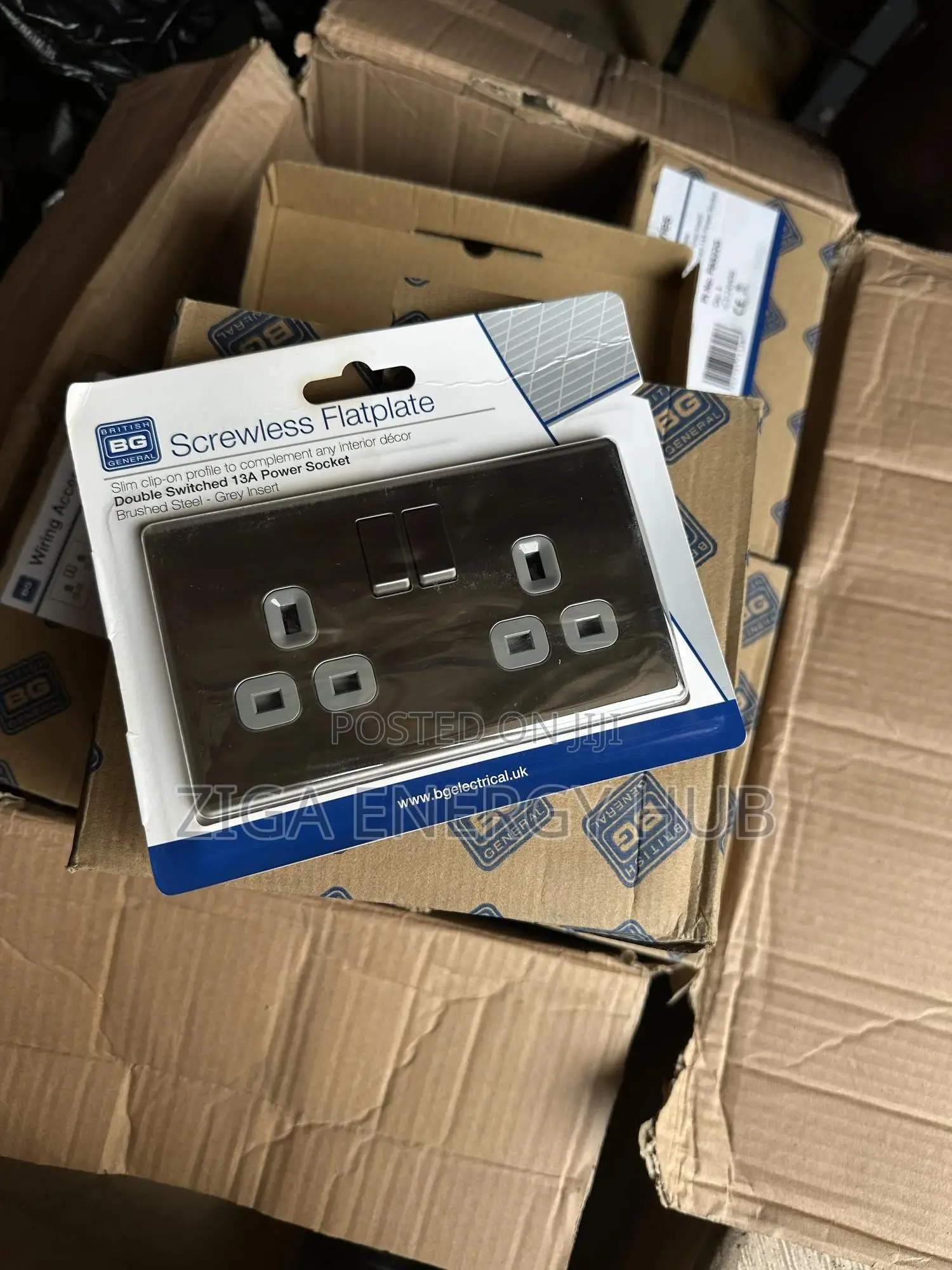 Stainless Screw Less Flat Plate 2 Gang Socket