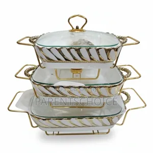 Set of 3 Ceramic Warming Serving Dishes