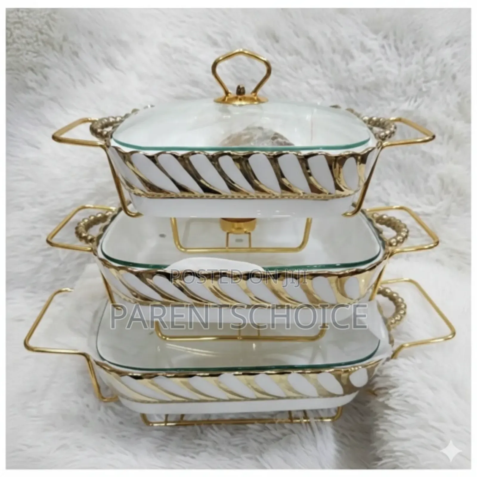 Set of 3 Ceramic Warming Serving Dishes