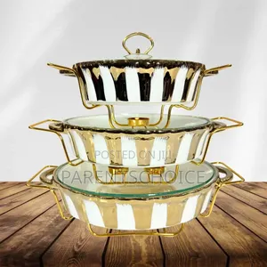 Buffet Dish Ceramic 3pc With Stand