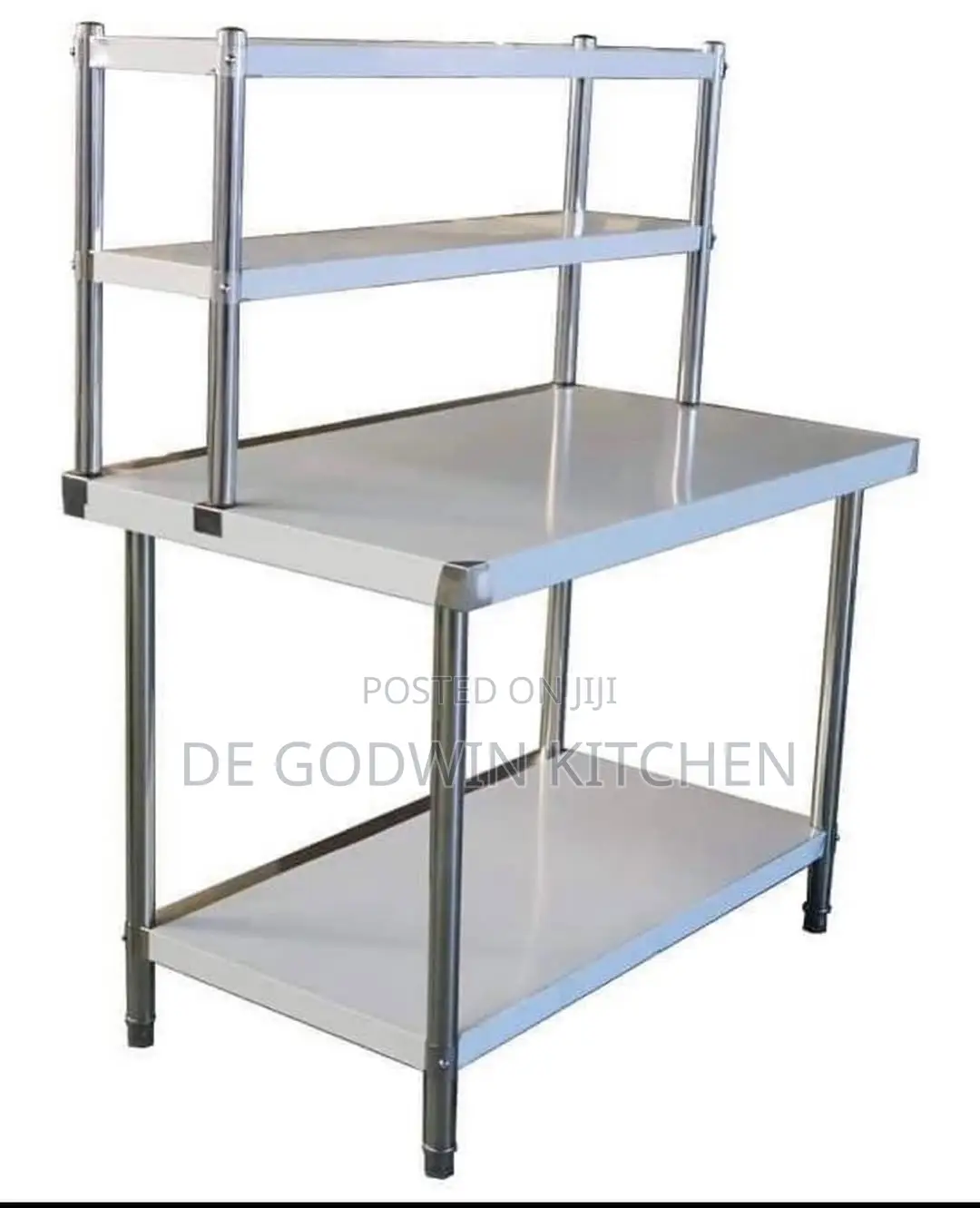5ft Stainless Steel Table With Upper Shelf