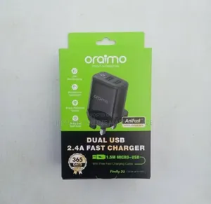 Oraimo Dual Usb Port 2.4a Fast Charger With Android/Type C Usb Cable