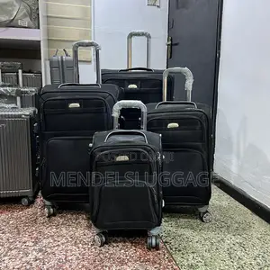 Black Soft-Shell Spinner Suitcase Set (4 Pieces)