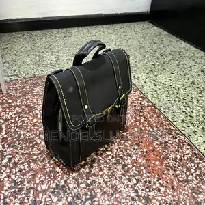 Black Leather Backpack With Buckle Straps