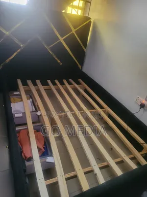 Gold Bedframe With 2 Side Drawers 6x4.5ft - 