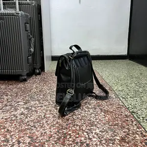 Classic Black Leather Backpack With Brass Clasp