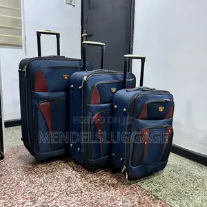 3-Piece Blue Maroon Suitcase Set With Spinner Wheels
