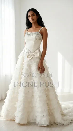 Off White Rhinestone Ball Gown Modern Style Classy Wedding Gown
